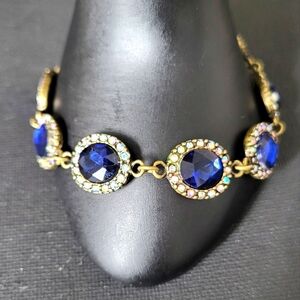 Elegant Blue AB Stones & Blue Glass Bracelet